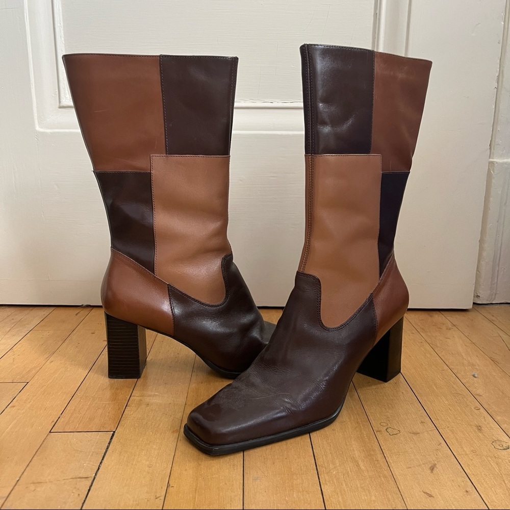 Patchwork mid calf boots!!